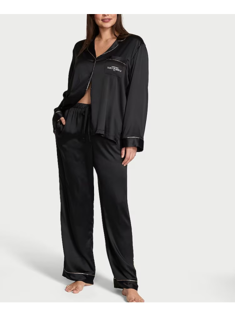 Пижама Black Fashion Show Satin Long Pyjamas Set