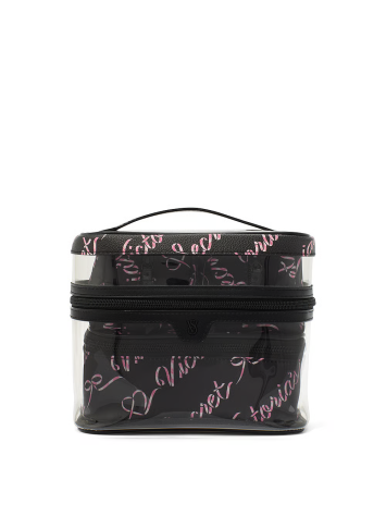 4 в 1 набір косметичок 4-Piece Makeup Bag Black Candycane Script