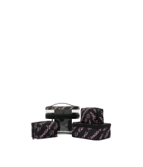 4 в 1 набір косметичок 4-Piece Makeup Bag Black Candycane Script