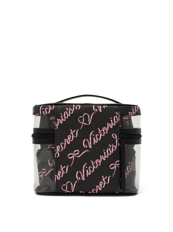 4 в 1 набір косметичок 4-Piece Makeup Bag Black Candycane Script