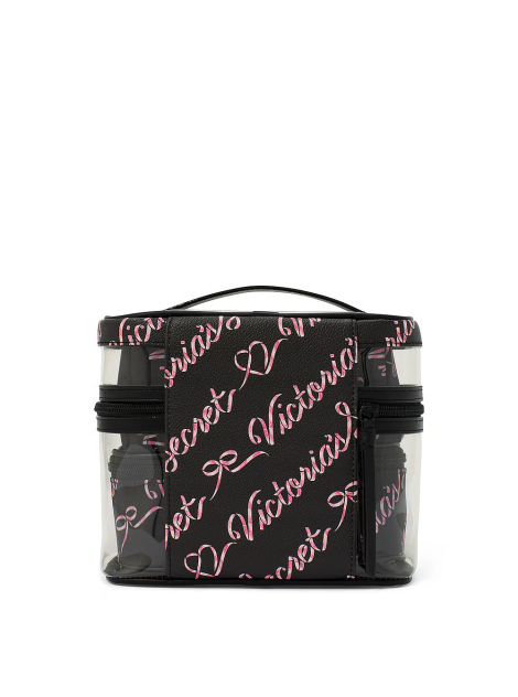 4 в 1 набір косметичок 4-Piece Makeup Bag Black Candycane Script