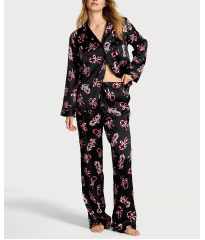 Сатинова піжама Glazed Satin Long Pajama Set Print