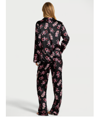 Сатинова піжама Glazed Satin Long Pajama Set Print