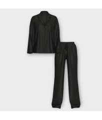 Сатинова піжама Glazed Satin Long Pajama Set Black