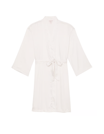 Сатиновий халат Coconut White Satin Midi Robe