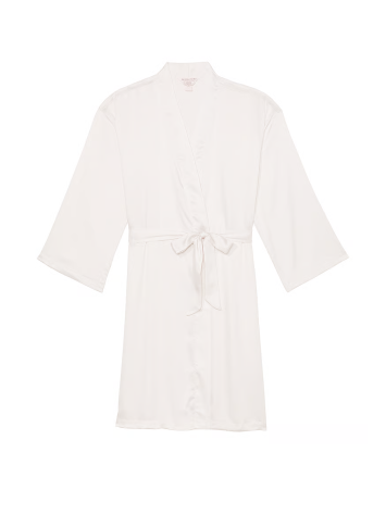 Сатиновий халат Coconut White Satin Midi Robe