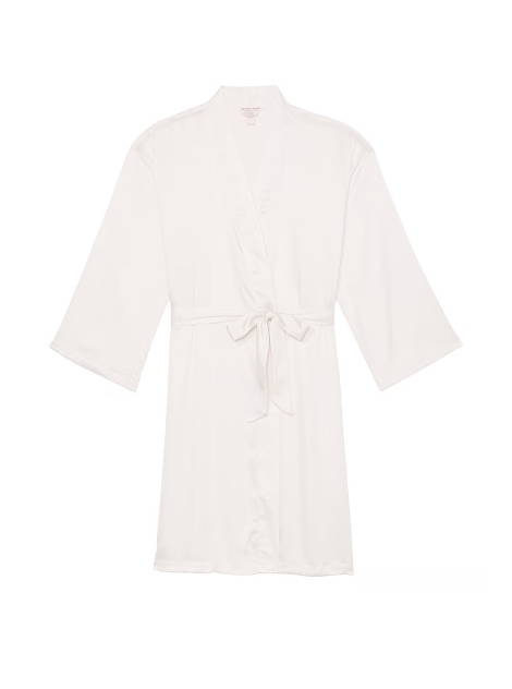 Сатиновый халат Coconut White Satin Midi Robe