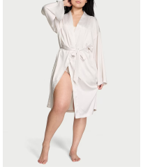Сатиновий халат Coconut White Satin Midi Robe