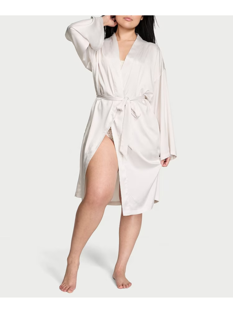 Сатиновый халат Coconut White Satin Midi Robe