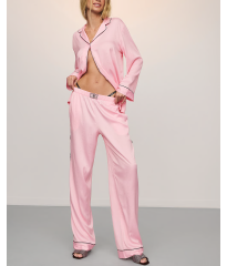 Сатинова піжама Satin Shine Stripe Long Pajama Set Pink