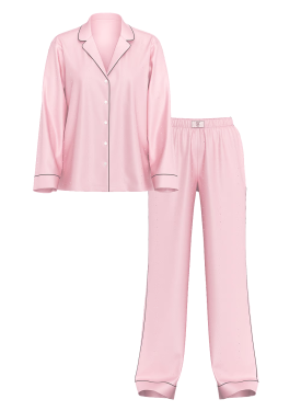 Сатинова піжама Satin Shine Stripe Long Pajama Set Pink