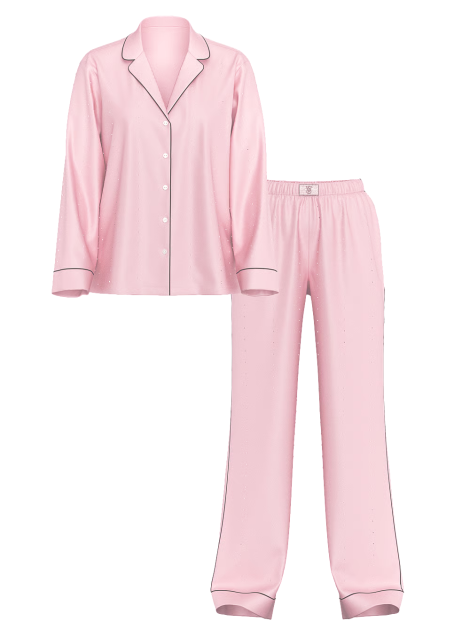 Сатиновая пижама Satin Shine Stripe Long Pajama Set Pink
