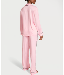Сатинова піжама Satin Shine Stripe Long Pajama Set Pink