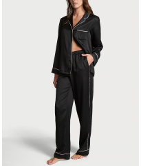Сатинова піжама Satin Long Pajama Set Black