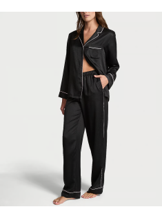 Сатинова піжама Satin Long Pajama Set Black