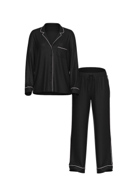 Сатиновая пижама Satin Long Pajama Set Black