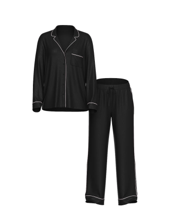 Сатинова піжама Satin Long Pajama Set Black