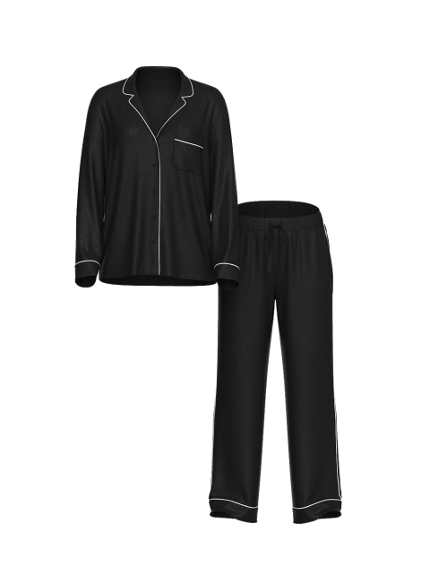 Сатиновая пижама Satin Long Pajama Set Black