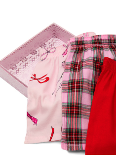 Набор шортиков для сна 3-pack Flannel Boxy Pajama Set