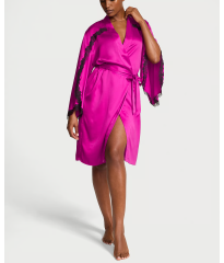 Сатиновий халат Satin Rose Lace-Trim Midi Robe Berrylicious