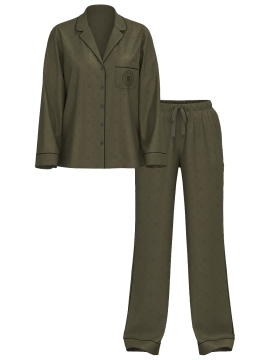 Піжама Glazed Satin Long Pajama Set Casual Olive