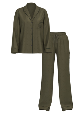 Пижама Glazed Satin Long Pajama Set Casual Olive