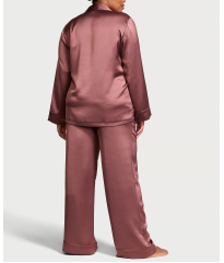 Пижама Luxe Satin Double -Breasted Long Pajama Set Rose