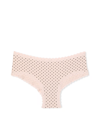 Трусики Cotton Lace-Waist Cheeky Panty Pink Logo Dots