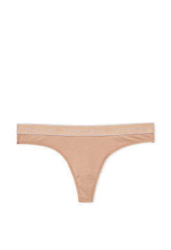 Трусики стринги Victoria’s Secret Cotton Logo Thong Panty Beige