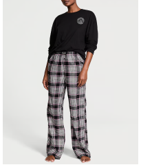 Піжама Flannel Long-Sleeve Tee-Jama Set Black & Pink Plaid