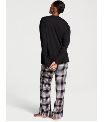 Піжама Flannel Long-Sleeve Tee-Jama Set Black & Pink Plaid