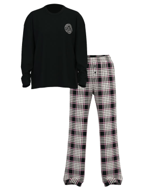 Піжама Flannel Long-Sleeve Tee-Jama Set Black & Pink Plaid