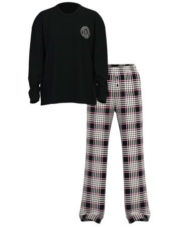 Піжама Flannel Long-Sleeve Tee-Jama Set Black & Pink Plaid