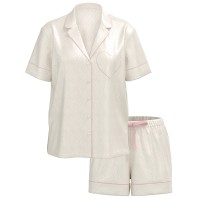 Піжама Glazed Satin Short Pajama Set Coconut White