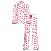 Піжама Victoria's Secret Glazed Satin Long Pajama Set Coconut White & Lipstick Kisses