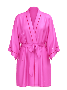 Сатиновий халат Glazed Satin Dew Drop Heart Short Robe New Peony