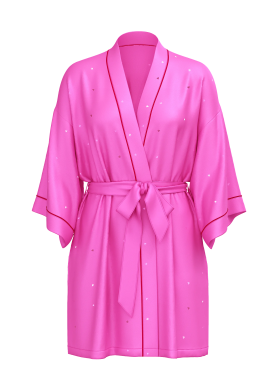 Сатиновый халат Glazed Satin Dew Drop Heart Short Robe New Peony