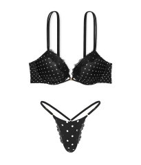 Комплект білизни Smooth Lace-Trim Push-Up Bra Set Black Dots