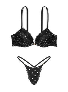 Комплект білизни Smooth Lace-Trim Push-Up Bra Set Black Dots