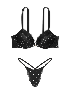 Комплект белья Smooth Lace-Trim Push-Up Bra Set Black Dots