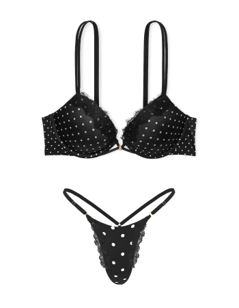 Комплект білизни Smooth Lace-Trim Push-Up Bra Set Black Dots