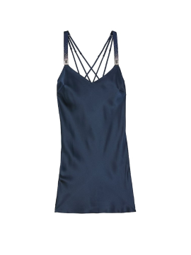 Пеньюар Scattered Shine Satin Strappy-Back Slip Dark Twilight Blue