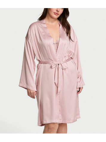 Сатиновий халат Satin Midi Robe Chalk Rose Pink