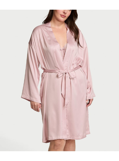 Сатиновый халат Satin Midi Robe Chalk Rose Pink