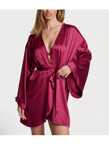 Сатиновий халат Short Satin Robe Campari Red