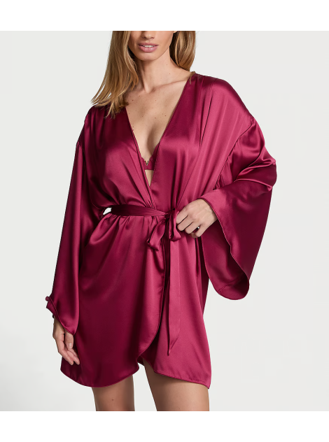 Сатиновый халат Short Satin Robe Campari Red