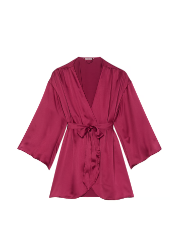 Сатиновий халат Short Satin Robe Campari Red