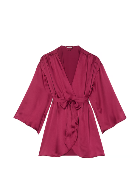 Сатиновый халат Short Satin Robe Campari Red