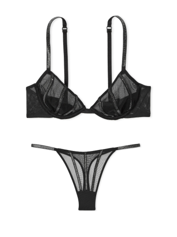 Комплект білизни Very Sexy Sheer Shine Unlined Low-Cut Demi Bra set Mesh Black
