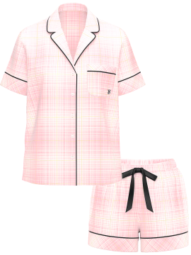 Пижама Flannel Short Pajama Set White Plaid